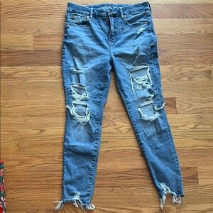 Distressed Blue Jeans